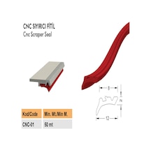 Contacall Cnc Körük Sıyırıcı Lastik Cnc Fitili 5 Metre Uzunluk Kırmızı Renk