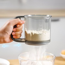 Mekanik Kol İle Tek Elle Kullanımlı Un Ve Pudra Şekeri Elek, Şeffaf, Kompakt Tasarım Diğer