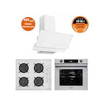 Eminçelik Ve AFM Tech 12 226+ FM7701+FM3301 Bold Dijital Cam Beyaz Ankastre Set