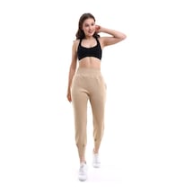 Winmoda34 Jogger Dalgıç Eşofman Geniş Kemer Paça Büzgülü Bej