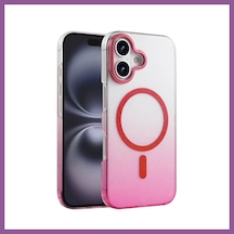 Bezos İphone 16 Plus Uyumlu Glossy Magsafe Kapak - Pembe Rengaren