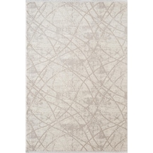 Arya A02304 Krem Bej Halı Akrilik Dekoratif Çizgili Modern Desen Yumuşak Tozuaz Salon Halısı-1155 Krem - Bej