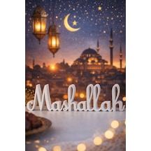 Mashallah Yazılı Dekoratif Masaüstü Biblo - Modern İslami Duvar Ve Masa Aksesuarı Mashallah Yazı - 836283627