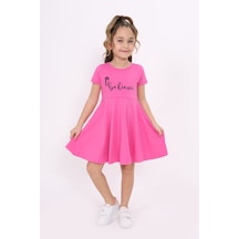 Toontoy Kids Toontoy Kız Çocuk Believe Baskılı Elbise Orkide Pembe