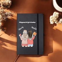 Arkadaşlara Özel İsim Yazılı Tasarımlı Defter Siyah
