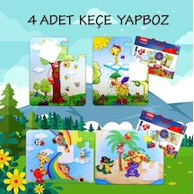 4 Set 48 Parça Tox Gökkuşağı Ve Zürafa 3+ Keçe Yapboz 3 Yaş P