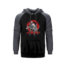 God Of War Logo Lineage Gri Renk Reglan Kol Kapşonlu Sweatshirt Gri