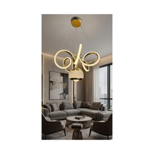 Kıvrım Tekli Simli Yakamoz Top Modern Sarkıt Led Avize Kumandalı Gold Gold