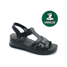 Venüs Tog Hakiki Deri Comfort Ortopedik Kadın Sandalet Siyah