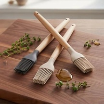 Bambu Saplı Silikon Fırça, Uzun 27 Cm, 3 Renk Seçenekli