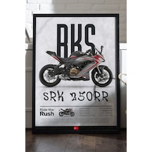 Rks Srk 250rr Siyah Ahşap Çerçeveli Poster, Dekoratif Motosiklet Duvar Tablosu