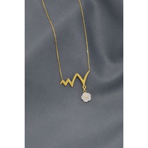 925 Ayar Gümüş Gold Kaplama Sedef Manolya Çiçeği Ritim Kolye UVPTS100119-2