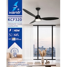 Vanti Kcf320 70w 52 İnç 132 Cm Tavan Vantilatörü Siyah 3 Kademeli Yaz Kış Modlu Sessiz Tavan Fanı