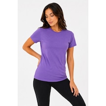 Kadın Basic Tişört Bisiklet Yaka Kısa Kol Günlük Yazlık Slim Fit T-shirt - Mor Çok Renkli Kadın Basic Tişört Bisiklet Yaka Kısa Kol Günlük Yazlık Slim Fit T-shirt - Mor Çok Renkli