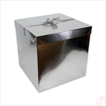 Kapaklı Katlanır Demonte Karton Kutu 30 Cm - Metalik Gümüş