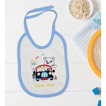 BK Kids Kişiye Özel Mavi Bebek Mama Önlüğü - Model 139 Mavi