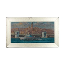 Galata Silüeti Önünde Şehir Hatları Vapuru 20 x 35 CM