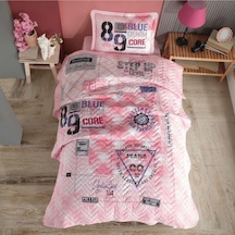 Clasy Ranforce Yatak Örtüsü Tek Kişilik Denim V1 Pembe