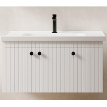 Denko Bodur 100 Cm Mdf Beyaz Banyo Dolabı Alt Modül, Lavabo Beyaz