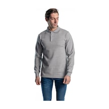 Şensel, Sweatshirt, Gri, Polo Yaka -107E5400- Pamuklu, Kışlık