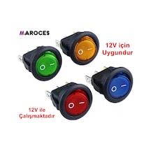 Maroces-Ic-131A Yuvarlak Işıklı Anahtar On-Off 3P 12Volt 20A Marin 20Mm 1 Adet-Mavi