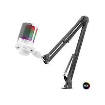 Rgb Mikrofon Seti Boom Mikrofon Kolu Type-c 192khz 24bit Beyaz Me6s35w Tg 5klfk5h
