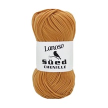 Lanoso Süed Chenille El Örgü İpi, Hardal Sarısı Kayısı Rengi 921 Yarn İplik 50 Gr