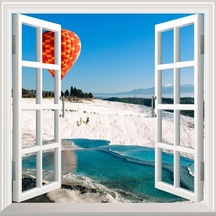 Pencere Poster Duvar Kağıdı Pamukkale Yapışkanlı Sticker Diğer