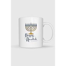 Happy Hanukka Tasarımlı Kupa Bardak Beyaz