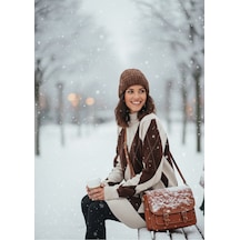 Sayzen Your Shine Kadin Baklava Argyle Desenli Kazak-elbise Sy-2517 Ekru