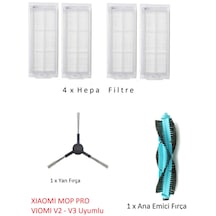 Srfn Ticaret Xıaomı Mop Pro - Viomi V2 V3 Uyumlu Hepa Filtre - Emici Ana Fırça - Yan Fırça
