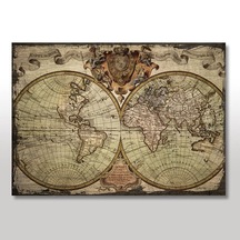 Ahşap Tablo Nostaljik Dünya Haritası Şekilli