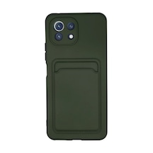 Xiaomi Mi 11 Uyumlu Kılıf Kelvin Kartvizitli Silikon - Koyu Yeşil