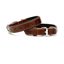 Doggie Comfort Deri Kemik Desenli Köpek Boyun Tasması Medium Kahverengi 2.5x37-45 Cm Çok Renkli