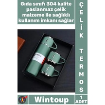 Termos Sızdırmaz Isı Korumalı Vakumlu Paslanmaz Outdoor Piknik Seyahat Seti 3 Bardaklı Çelik Termos Çok Renkli 17596786