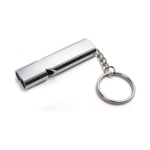 Gümüş 1 Adet Alüminyum Alaşımlı Yüksek Frekanslı Çift Tüplü İmdat Düdüğü Gümüş