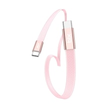 Bix Tsc2cc Type-c To Type-c 3a 60w 480mbps Örgülü Ve Şeffaf Silikonlu Hızlı Şarj Ve Data Kablosu 1 Metre Pembe