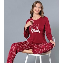 Uzun Kol Mevsimlik Pijama Takımı Viskon Alperi 790-56 Bordo