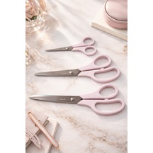 3'lü Makas Seti 21,5-19,5-14 Cm, Paslanmaz Çelik, Pembe
