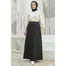 2285-denim Yan Cepli Etek Siyah Siyah