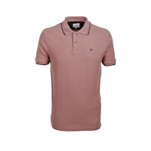 Erkek Gül Kurusu Slim Fit Polo Yaka %100 Pamuk Dokulu Desenli Kumaş T-shirt Jeans 1134-gül Kurusu Gülkurusu