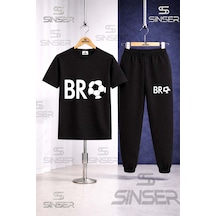 Ss Sinser Çocuk Bro Top Yazı Byz Baskılı Tişort Eşofman Takımı Siyah