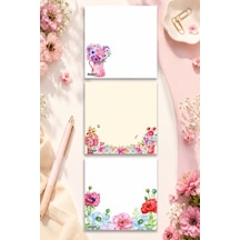 Çiçek Bloknot - 9 9 Cm Ebat- 50 Yaprak - Notepad - Memopad - Çizgisiz Not Kağıdı- To Do List - 3569