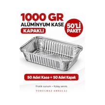 1000 Gr Kapaklı Alüminyum Kase 50 Li Kullan At Yemek Ve Paket Servis Kabı