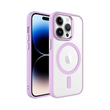 Zore İphone 14 Pro Max Uyumlu Wireless Şarj Özellikli Nvth Krom Magsafe Silikon Kılıf-pembe Açık