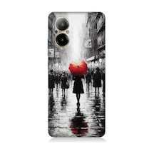 Realme 12 Lite Uyumlu Kırmızı Şemsiyeli Yalnızlık Desenli Silikon Kılıf Çok Renkli