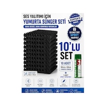 Akustik Yumurta Sünger 25mm 60 Dns Yanmaz 50x50cm 10 Adet + 1 Sprey Yapıştırıcı Bant Marketim