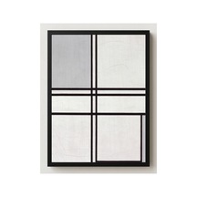 Mondrian Kompozisyon No. 1 Gri-kırmızı Çerçevesiz Poster 21x30 Cm A4 Tablo Modern Sanat Duvar Dekoru