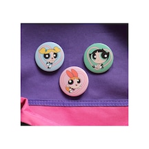 Akumastik Powerpuff Girls Bubbless - Buttercup - Blossom 3lü Çanta Süsü Rozet-iğneli Buton Rozet Seti Çeşitli Çeşitli