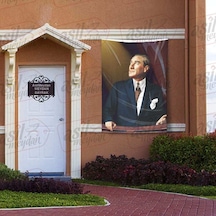 Gazi Mustafa Kemal Atatürk Sivil İstikbal Göklerde -ay Yıldız Türk Bayrağı 100x150 Cm Raşel Kumaş 1